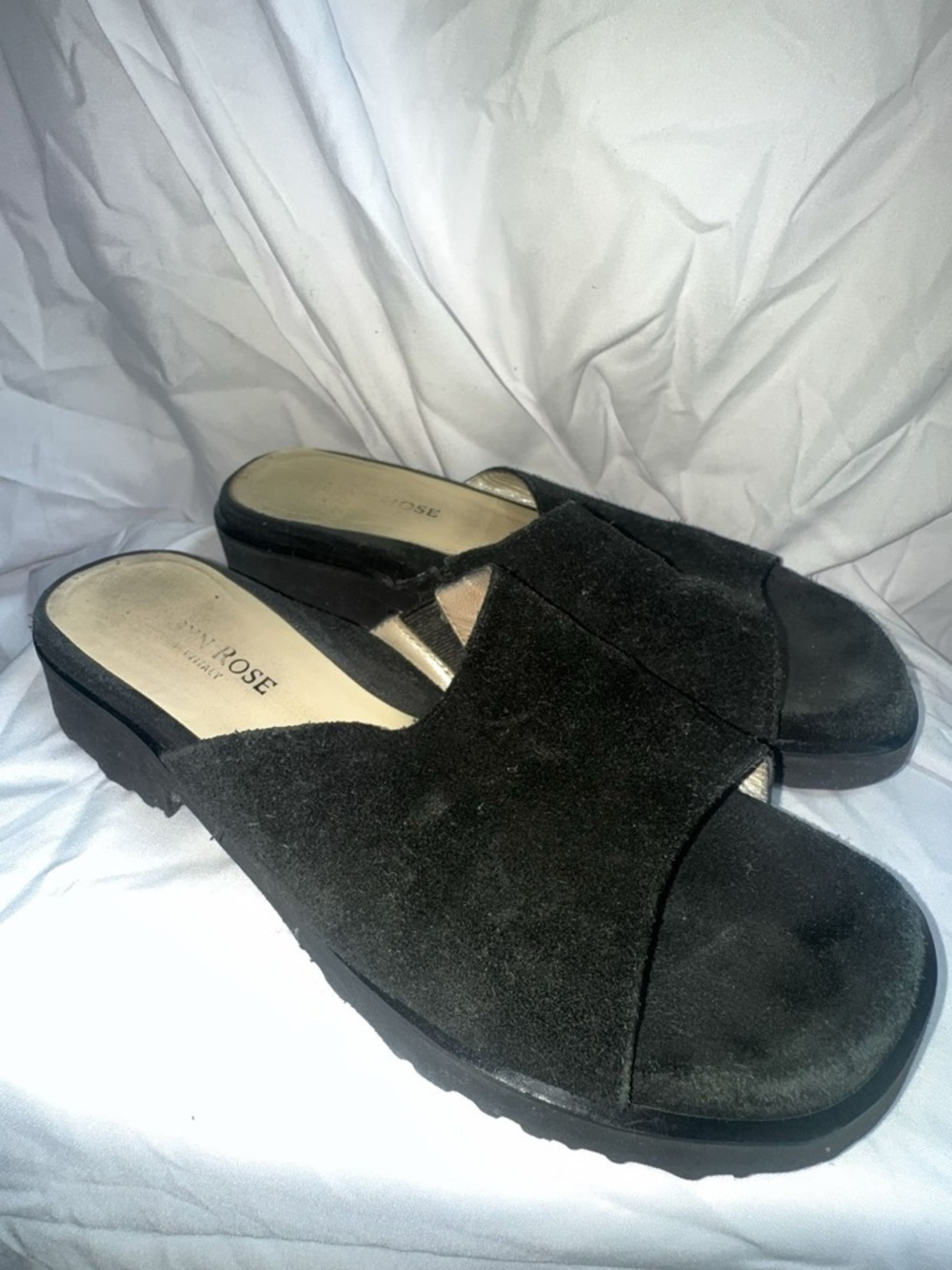 Black Suede Slide Sandals - Women